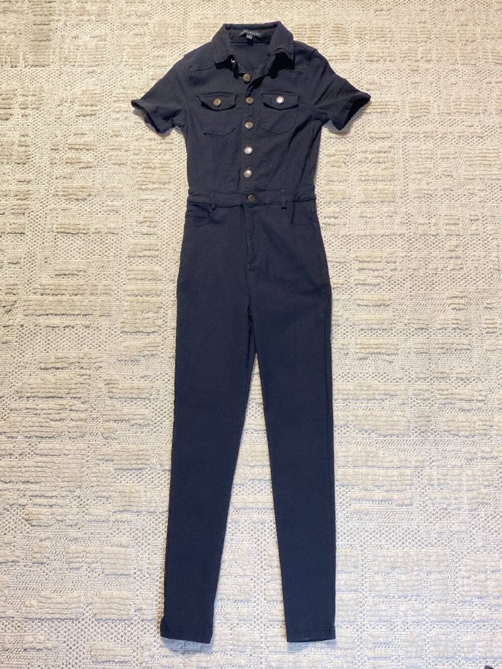 Haute Monde Black Denim Skinny Jumpsuit – Size Small